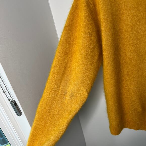 Beams Plus Sweater Size Large Cardigan Yellow Contrast Stripe Mohair Nylon Japan - Picture 10 of 13